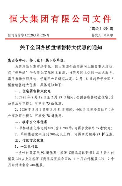 恒大房产网上购房模式（恒大网上售房不止75折）(1)