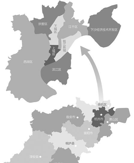 杭州市地图区域划分图